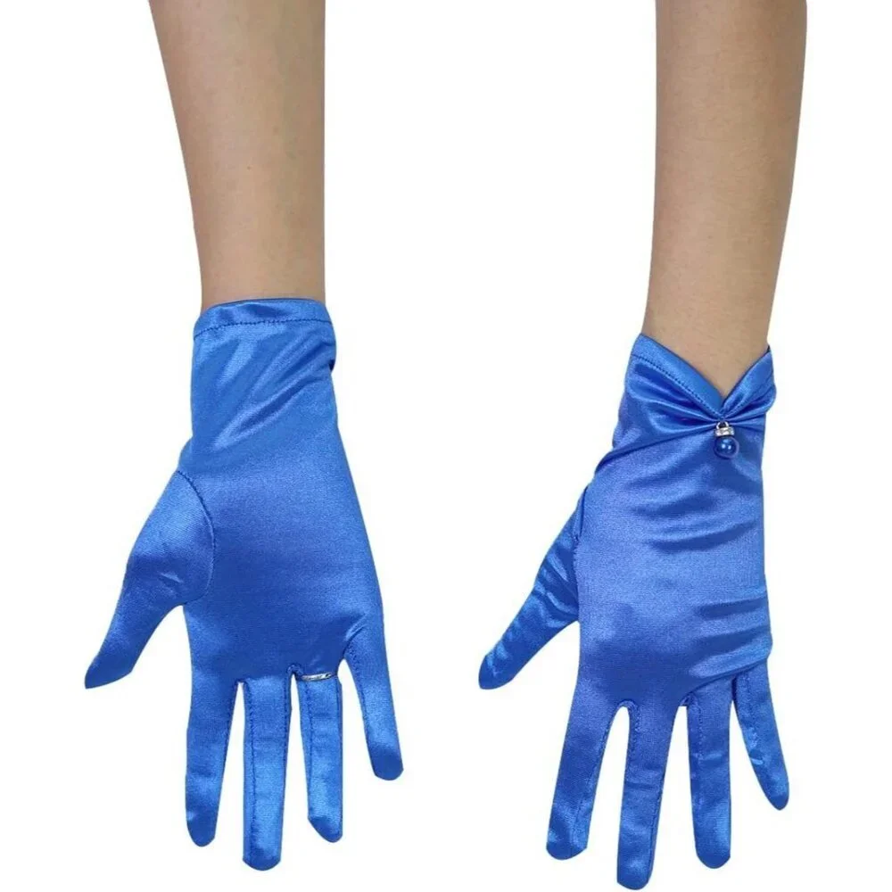 Women's Evening Lvory-Satin Tulle Short Lace Gloves Wrist Wedding Bridal Party